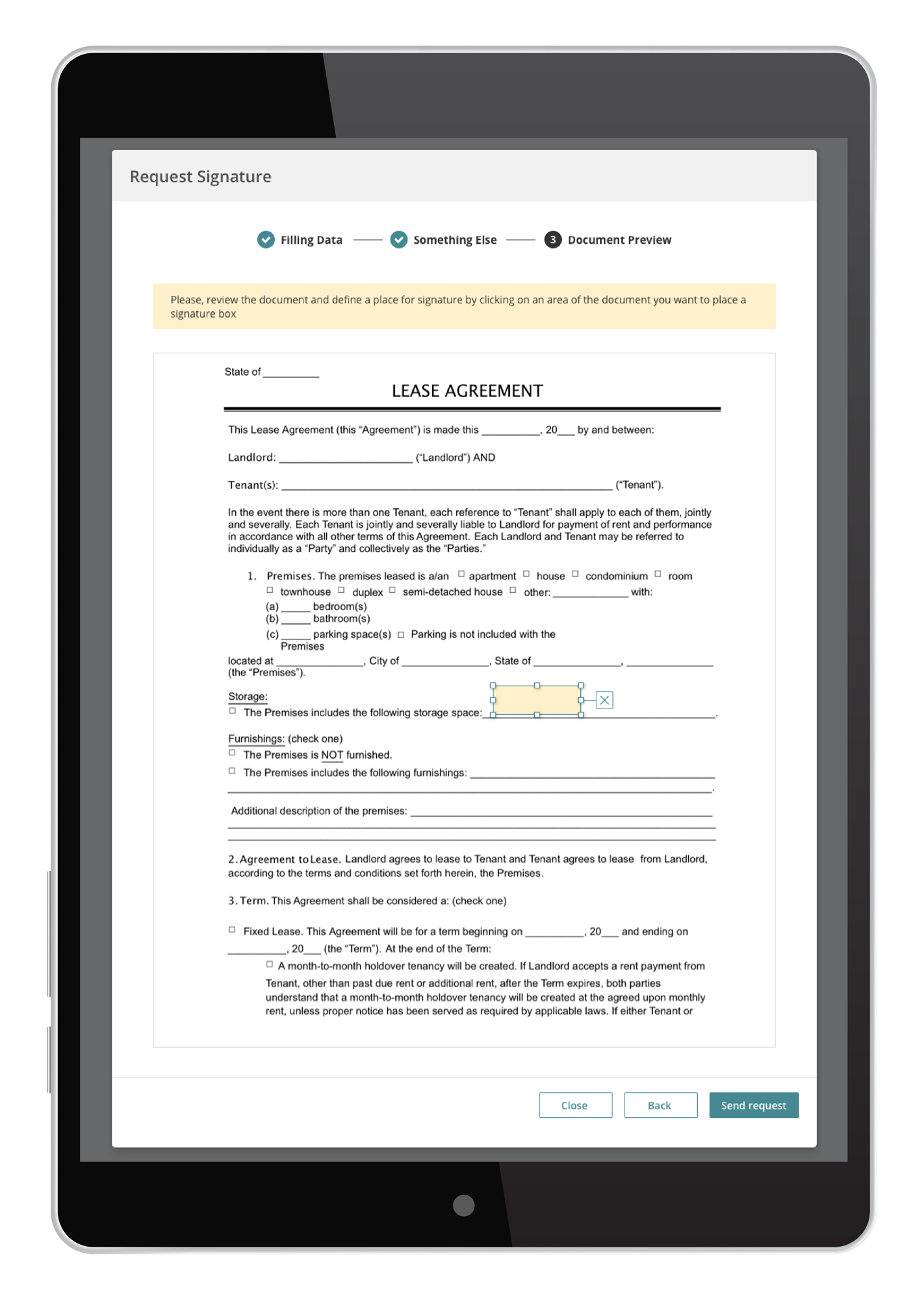 A medical document displayed on a tablet